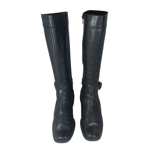 WHAT'S WHAT! BLACK GENUINE LEATHER ANKLE STRAP & BUCKLE WESTERN CUT BOOTS! SZ 8M - Picture 4 of 11